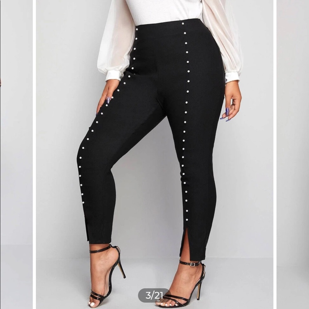 Pearl bead hem pants